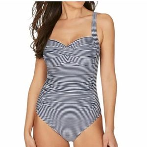 Nip Tuck Sorrento Stripe Joanne One Piece Swimsuit Black White 12